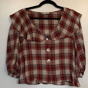 Zara plaid blouse